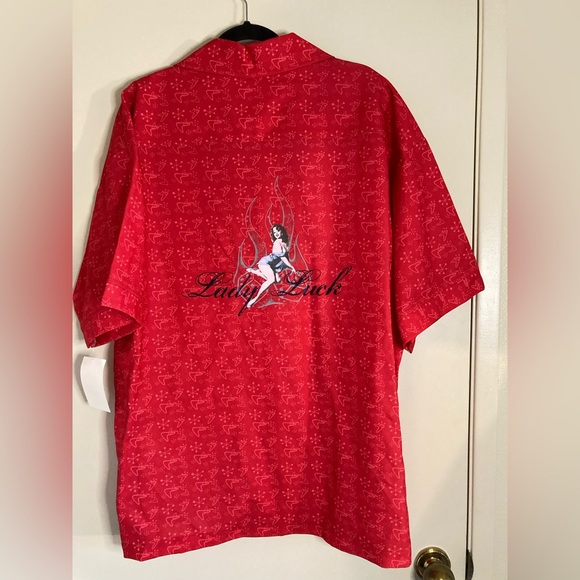 Chochie Casuals Shirt Red Mens Lady Luck Size XL NWT - Picture 3 of 12